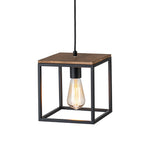 1 - Light Farmhouse Geometric Square Wood Pendant - LightfixturesUAE