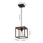 1 - Light Farmhouse Geometric Square Wood Pendant - LightfixturesUAE
