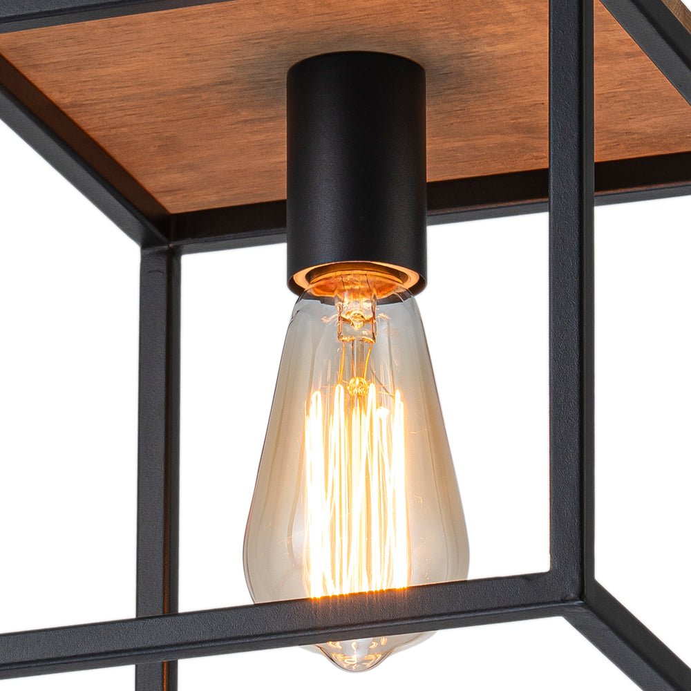 1 - Light Farmhouse Geometric Square Wood Pendant - LightfixturesUAE