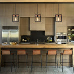 1 - Light Farmhouse Geometric Square Wood Pendant - LightfixturesUAE