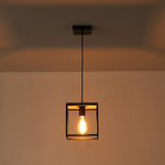 1 - Light Farmhouse Geometric Square Wood Pendant - LightfixturesUAE