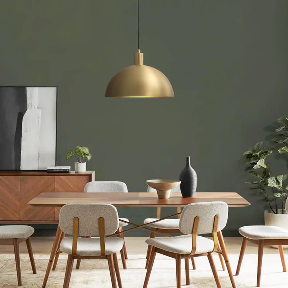 1 - Light Mid - Century Modern Brass Dome Pendant Light - LightfixturesUAE