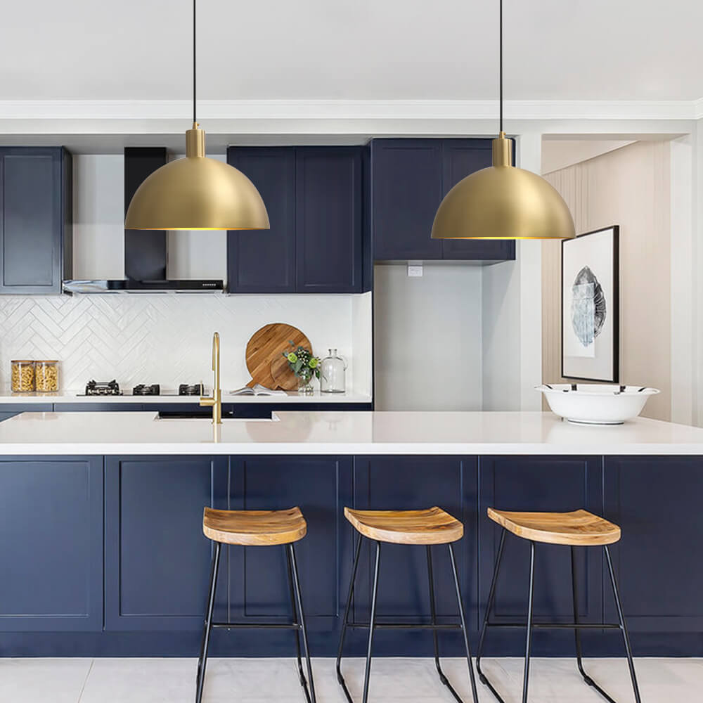 1 - Light Mid - Century Modern Brass Dome Pendant Light - LightfixturesUAE