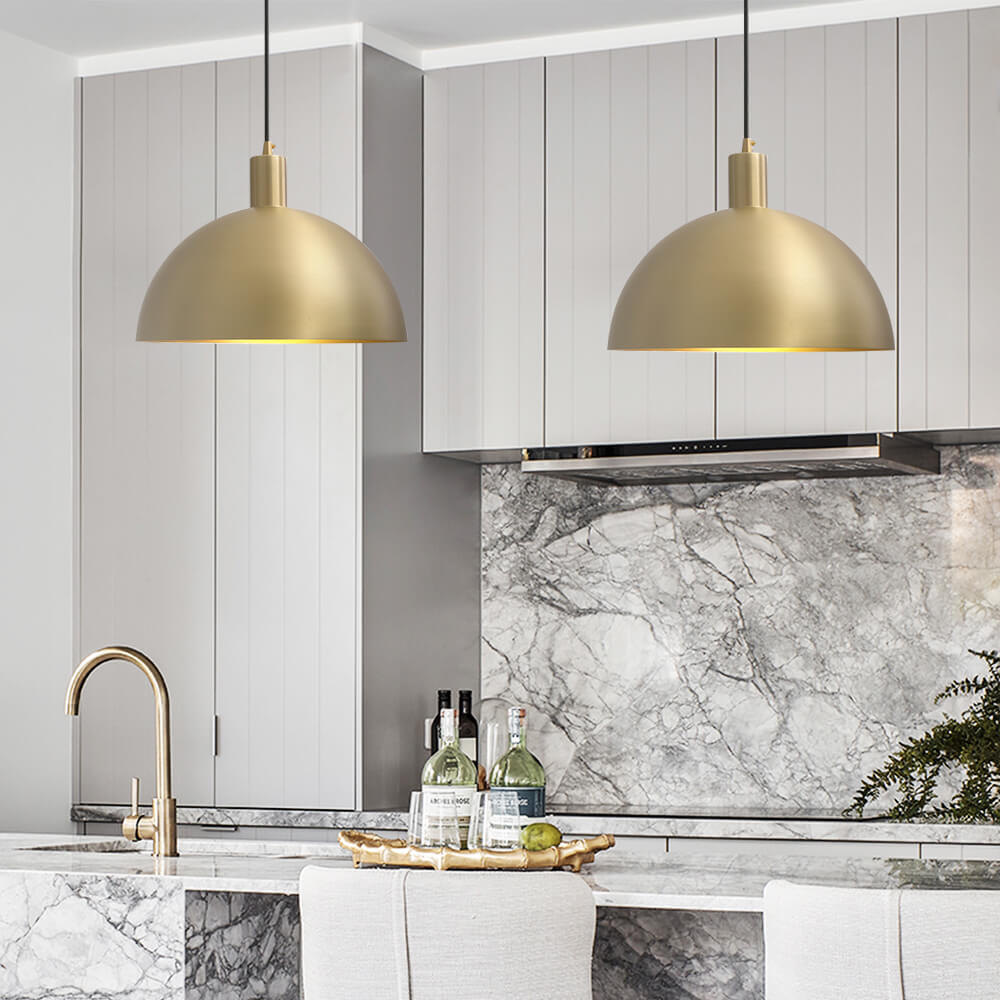 1 - Light Mid - Century Modern Brass Dome Pendant Light - LightfixturesUAE