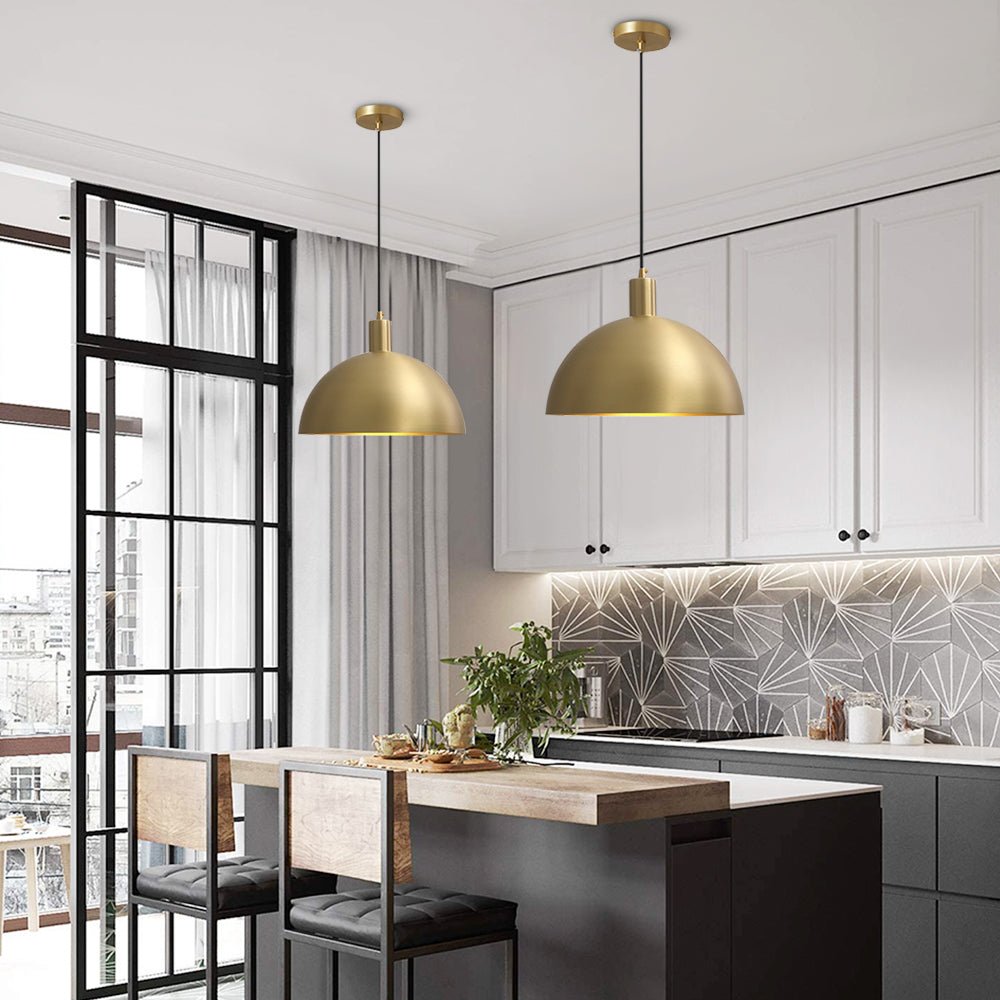 1 - Light Mid - Century Modern Brass Dome Pendant Light - LightfixturesUAE