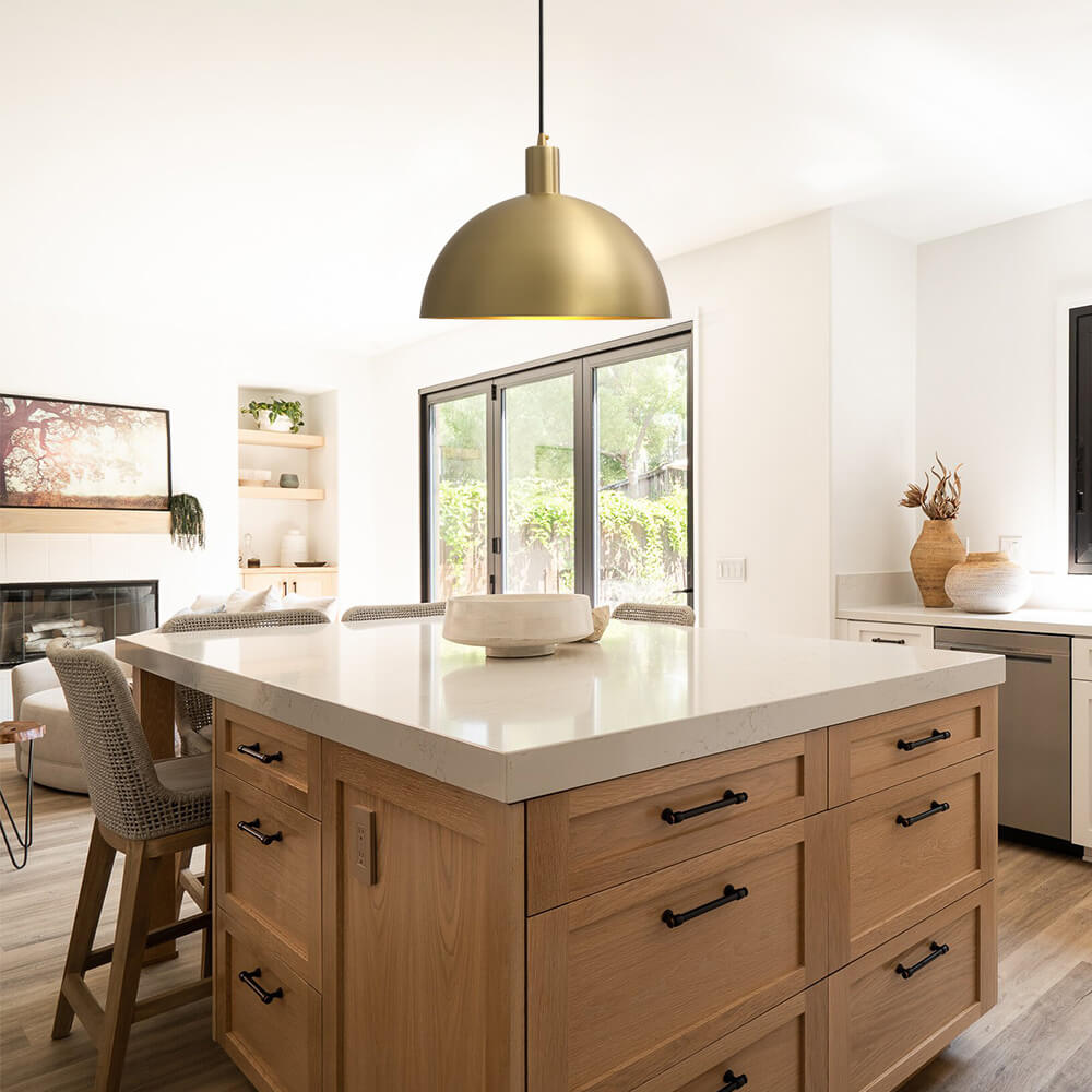 1 - Light Mid - Century Modern Brass Dome Pendant Light - LightfixturesUAE