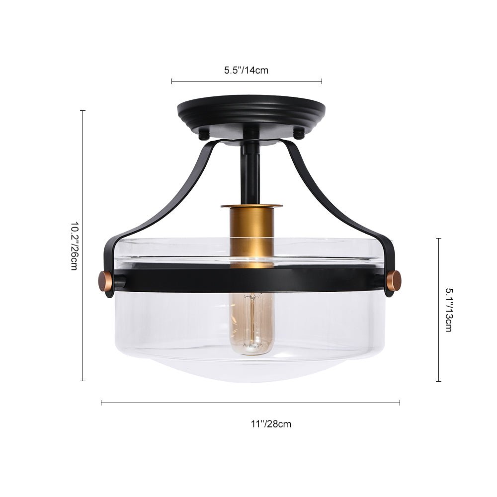 1 - Light Modern Glass Semi Flush Mount Ceiling Light - LightfixturesUAE