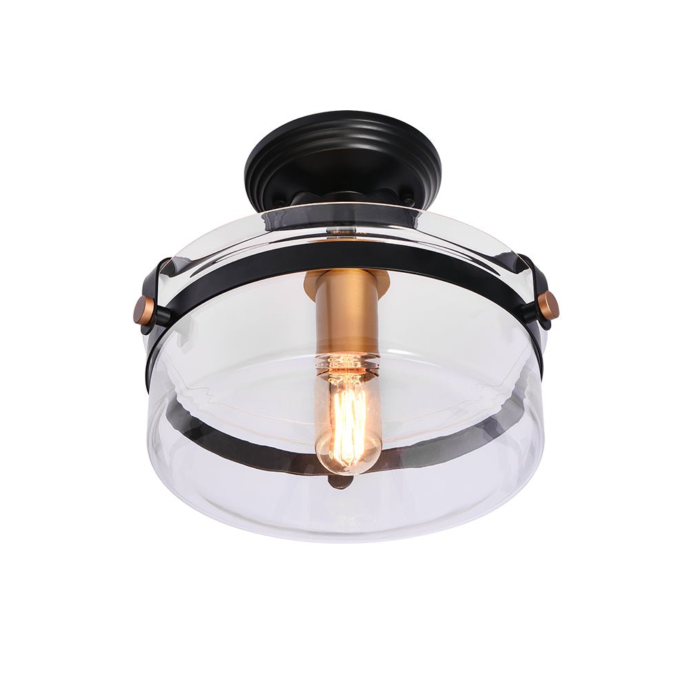 1 - Light Modern Glass Semi Flush Mount Ceiling Light - LightfixturesUAE