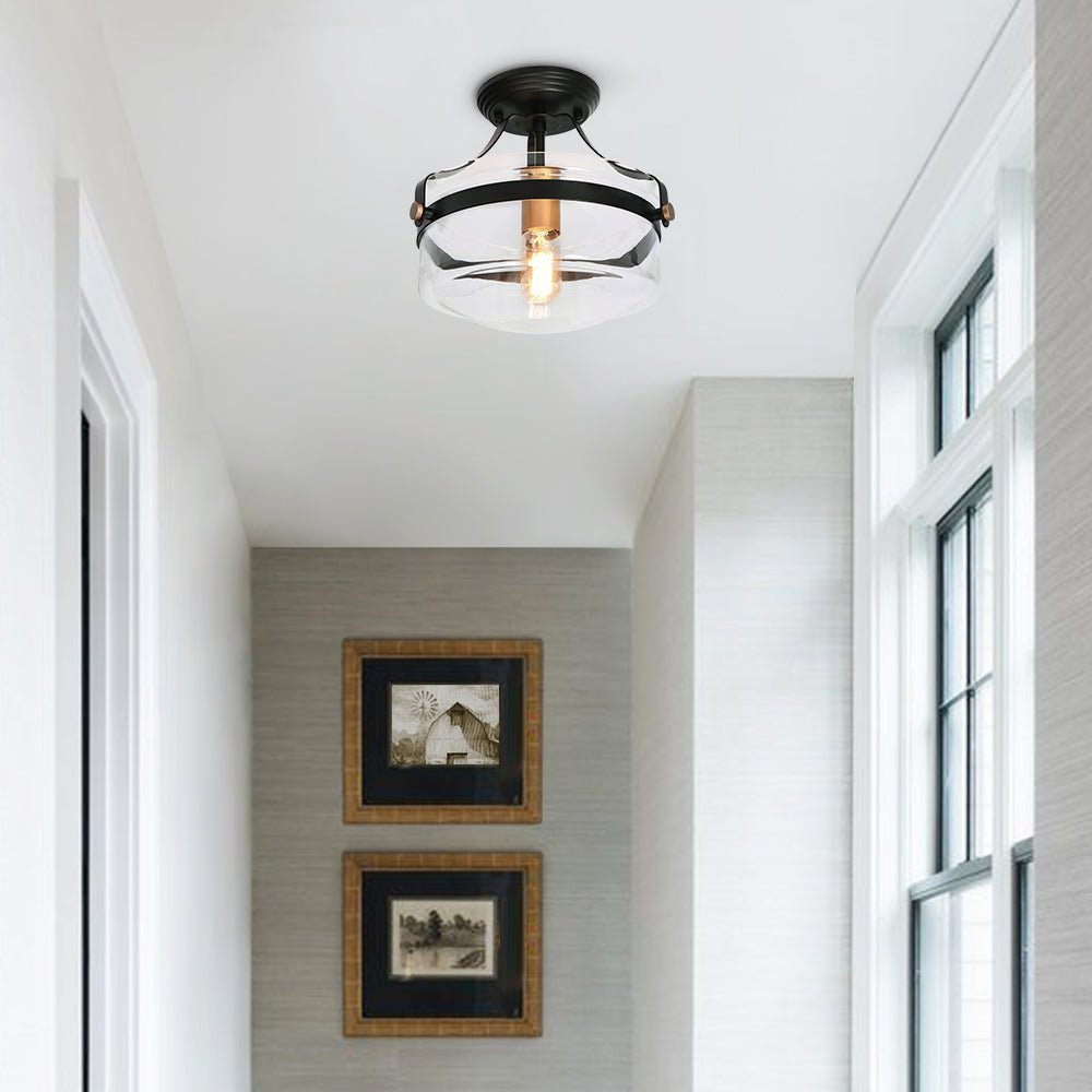 1 - Light Modern Glass Semi Flush Mount Ceiling Light - LightfixturesUAE