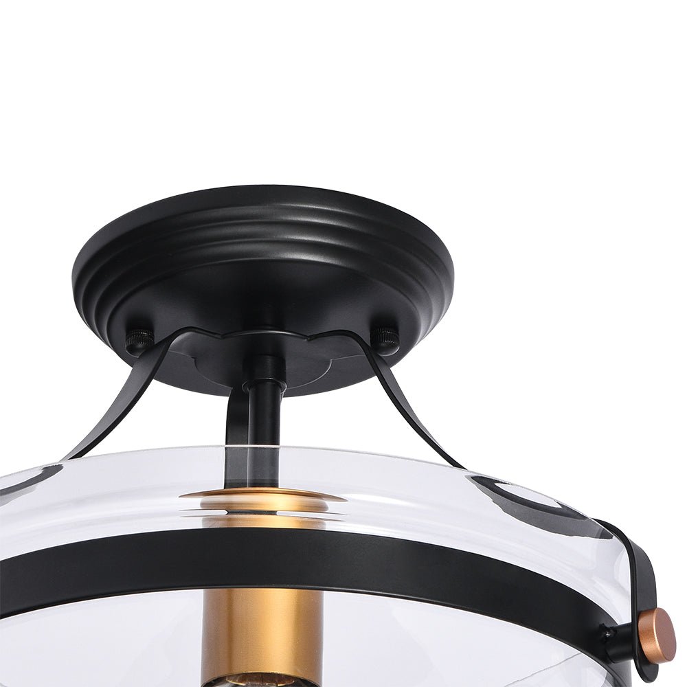 1 - Light Modern Glass Semi Flush Mount Ceiling Light - LightfixturesUAE