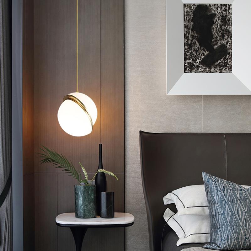 1 - Light Modern Opal Globe Pendant Light - LightfixturesUAE