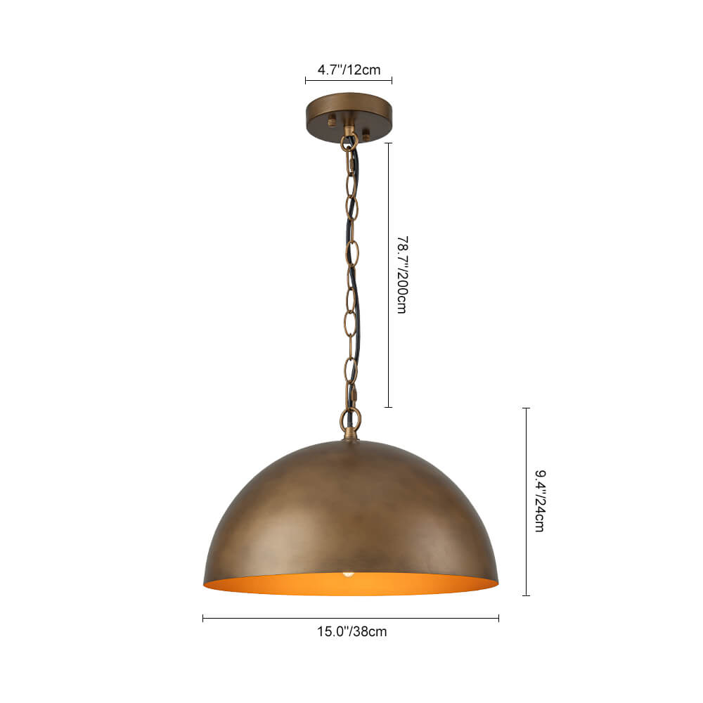 1 - Light Vintage Metal Dome Pendant - LightfixturesUAE