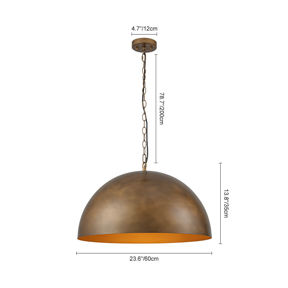 1 - Light Vintage Metal Dome Pendant - LightfixturesUAE
