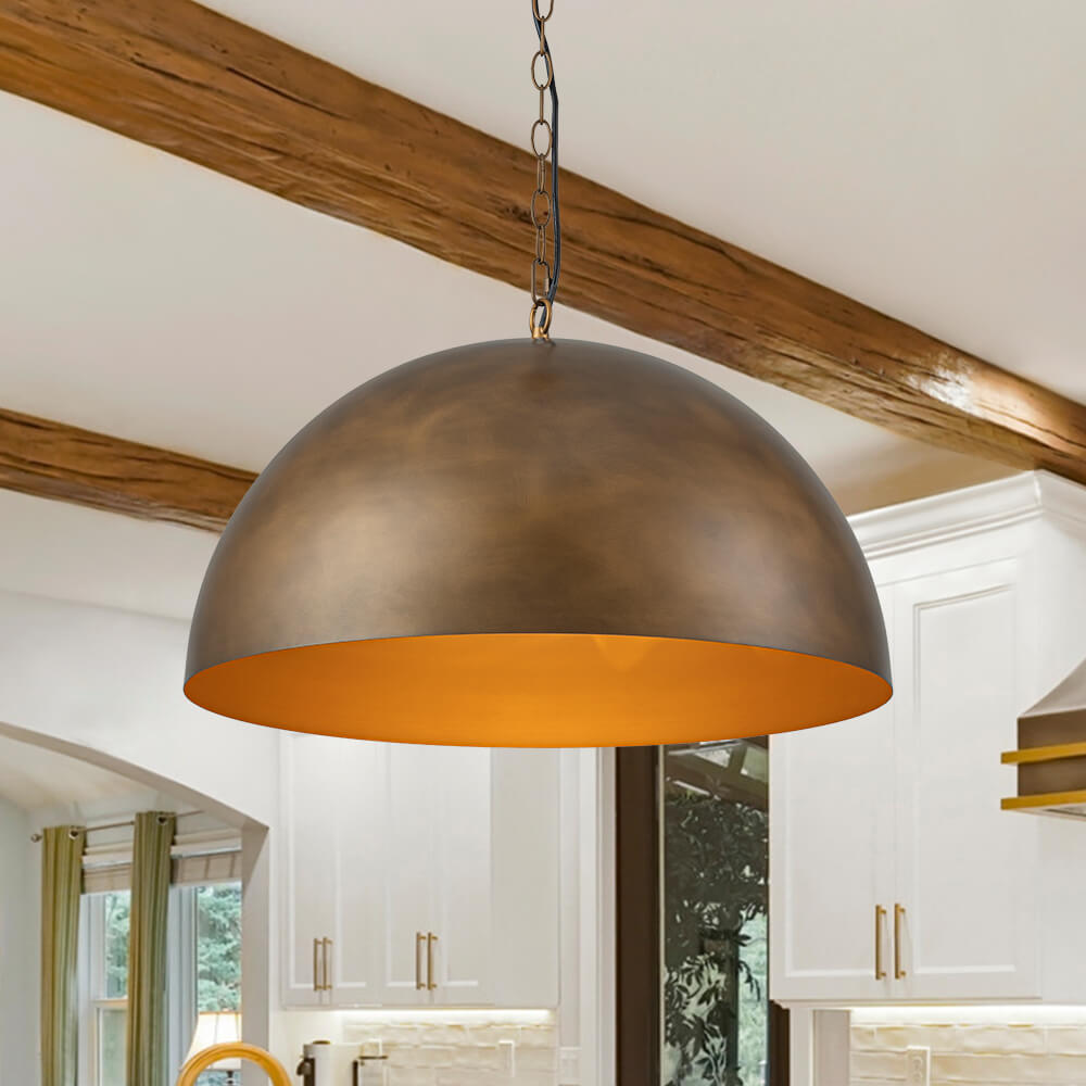 1 - Light Vintage Metal Dome Pendant - LightfixturesUAE