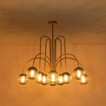 10 - Light Glam Brass Gradient Blue Glass Globe Bubble Chandelier - LightfixturesUAE