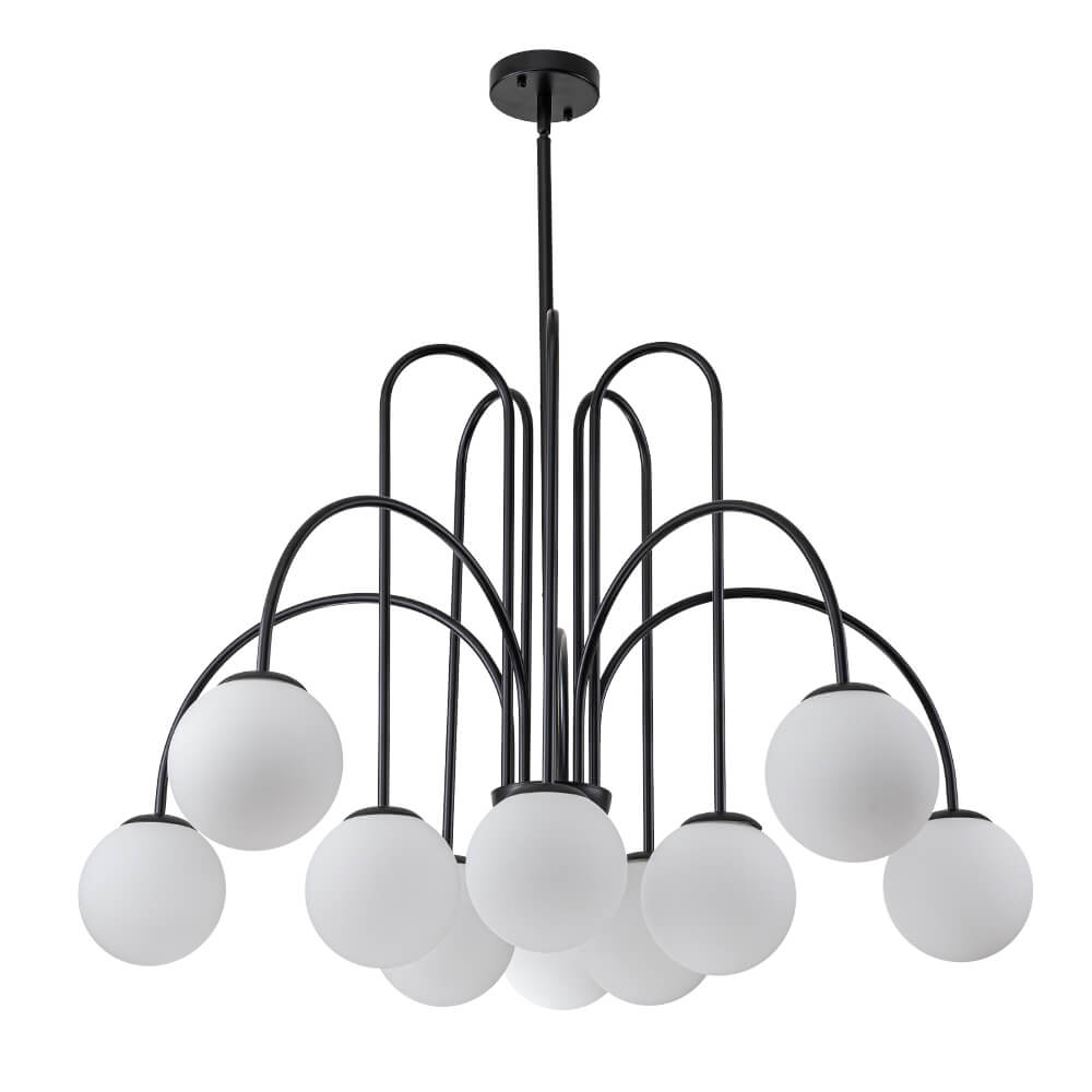 10 - Light Modern Sputnik Sphere Milky Glass Chandelier - LightfixturesUAE