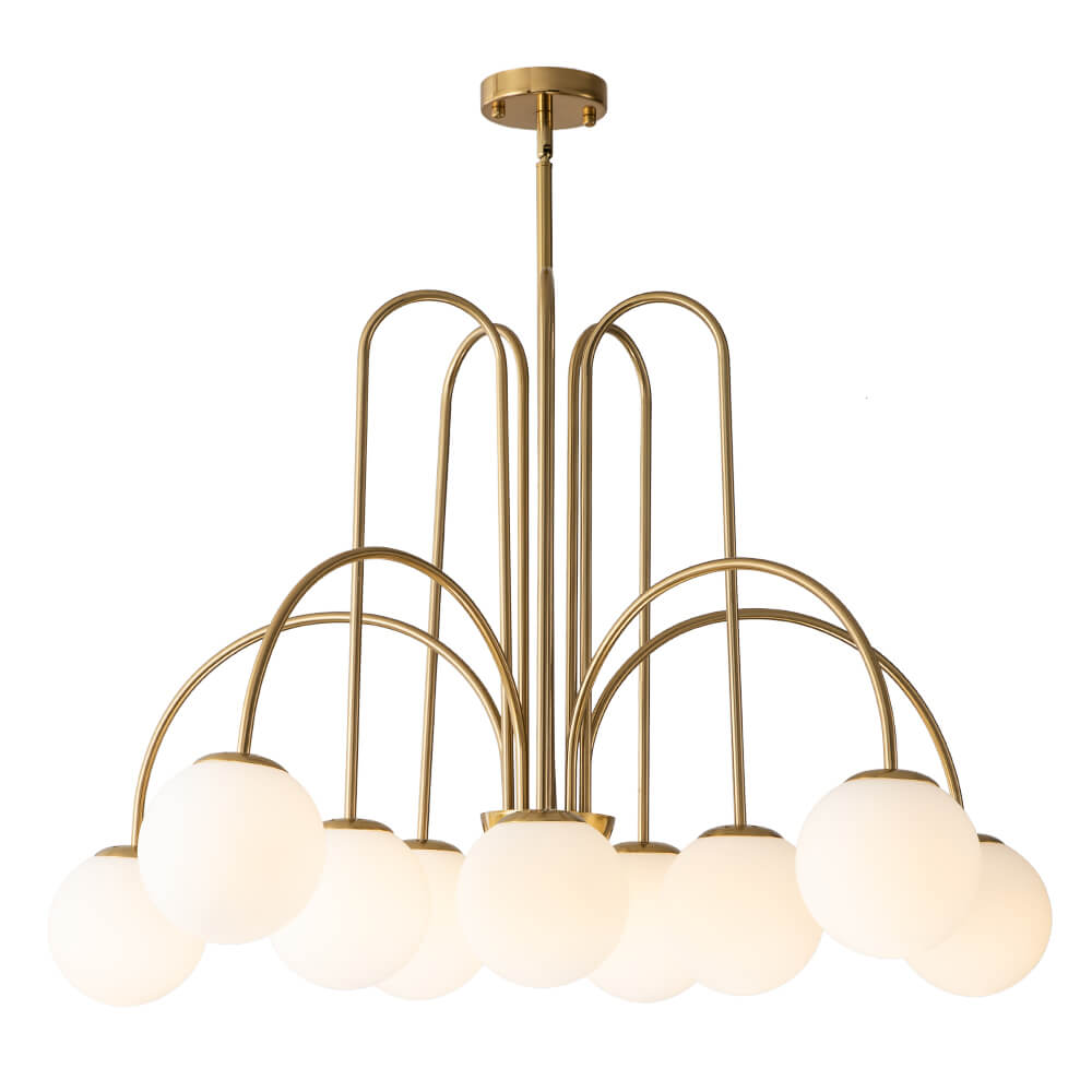 10 - Light Modern Sputnik Sphere Milky Glass Chandelier - LightfixturesUAE