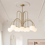 10 - Light Modern Sputnik Sphere Milky Glass Chandelier - LightfixturesUAE