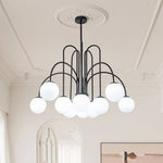 10 - Light Modern Sputnik Sphere Milky Glass Chandelier - LightfixturesUAE