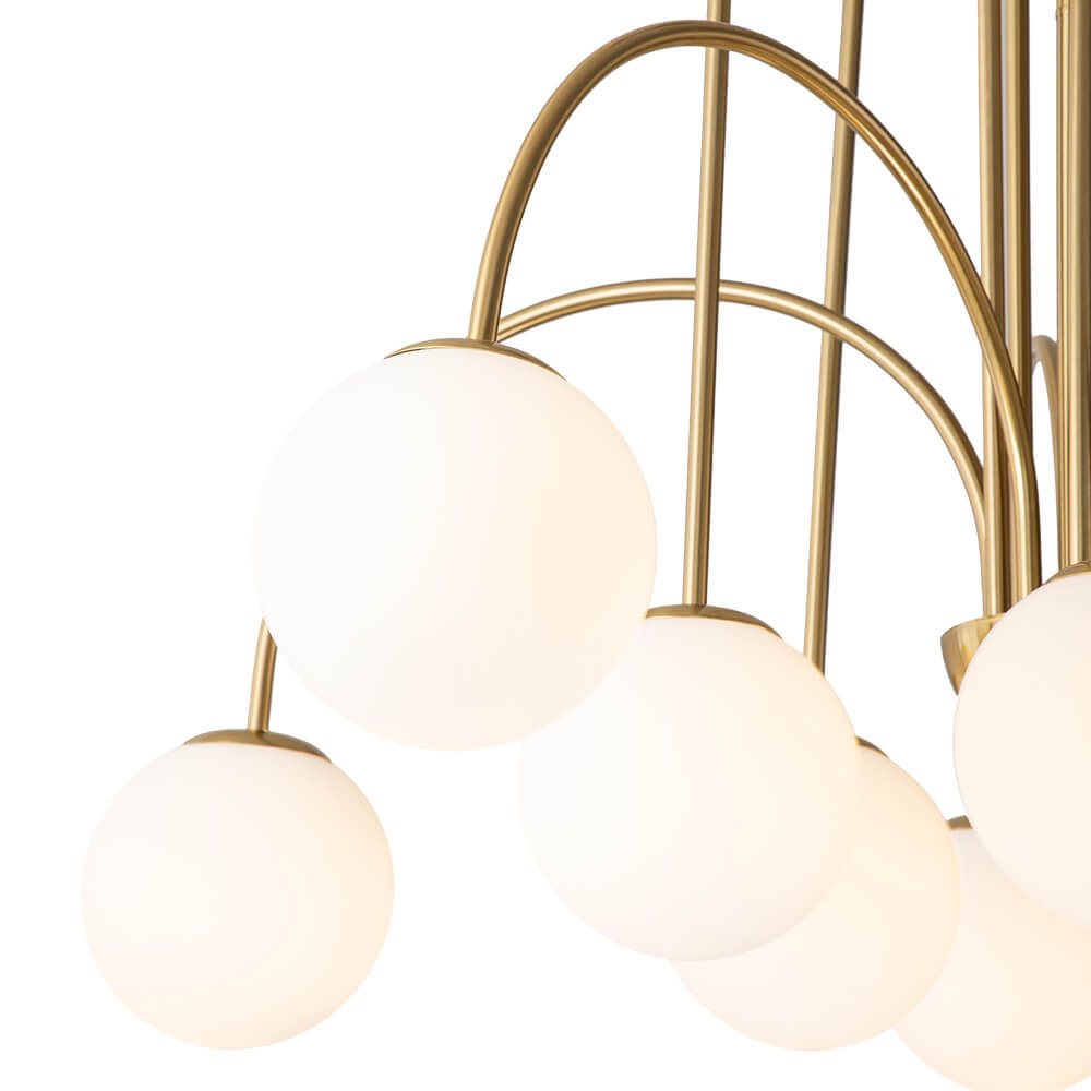 10 - Light Modern Sputnik Sphere Milky Glass Chandelier - LightfixturesUAE