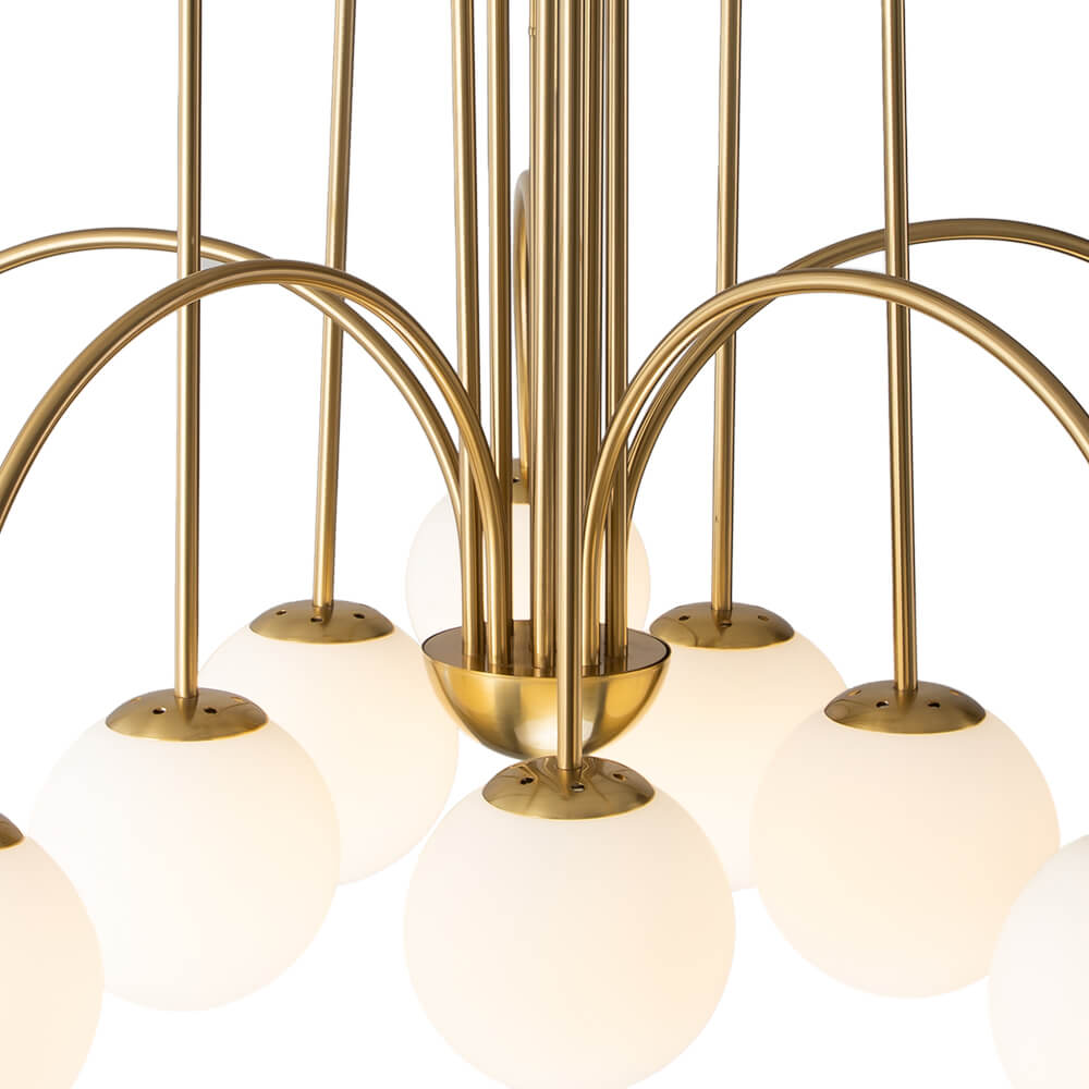 10 - Light Modern Sputnik Sphere Milky Glass Chandelier - LightfixturesUAE
