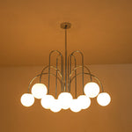 10 - Light Modern Sputnik Sphere Milky Glass Chandelier - LightfixturesUAE