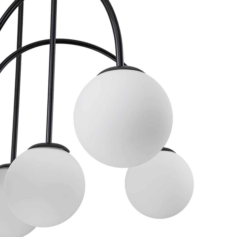 10 - Light Modern Sputnik Sphere Milky Glass Chandelier - LightfixturesUAE