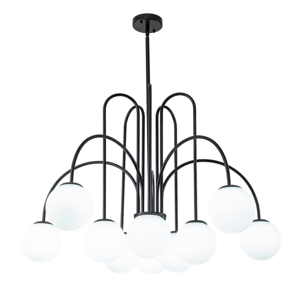 10 - Light Modern Sputnik Sphere Milky Glass Chandelier - LightfixturesUAE