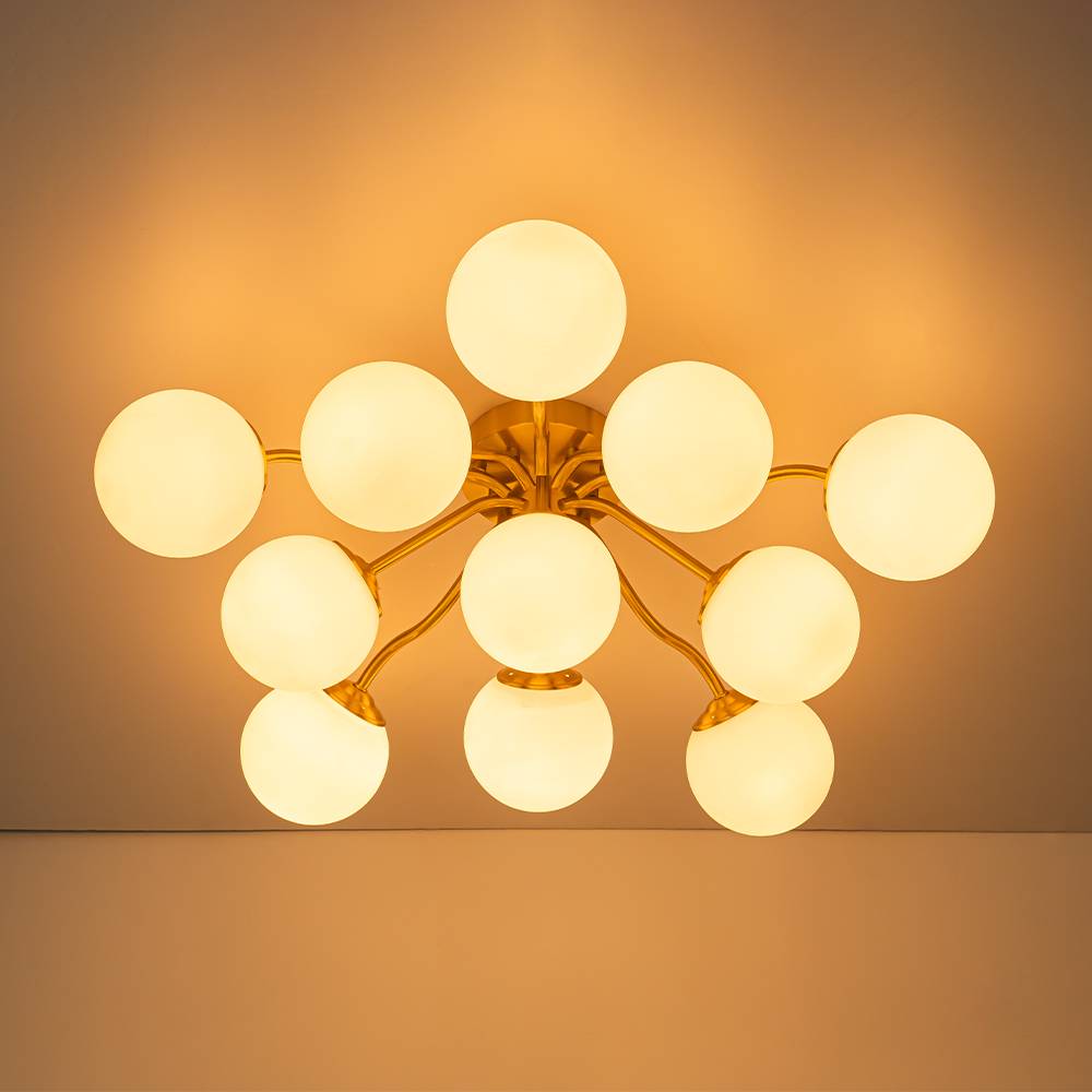 11 - Light Mid - Century Modern Glass Sputnik Ceiling Light - LightfixturesUAE