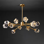 12 - Light Brass Sputnik Crystal Glass Chandelier - LightfixturesUAE
