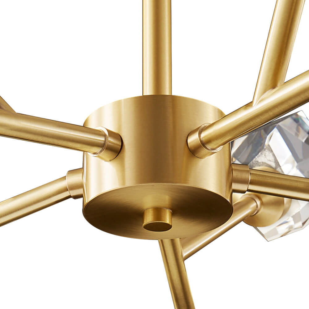 12 - Light Brass Sputnik Crystal Glass Chandelier - LightfixturesUAE