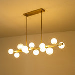 12 - Light Linear Brass Bubble Island Chandelier - LightfixturesUAE
