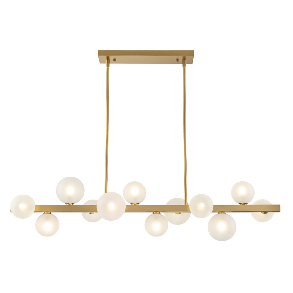 12 - Light Linear Brass Bubble Island Chandelier - LightfixturesUAE