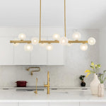 12 - Light Linear Brass Bubble Island Chandelier - LightfixturesUAE