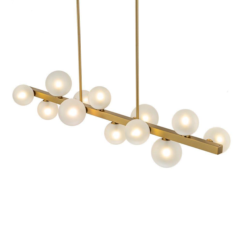 12 - Light Linear Brass Bubble Island Chandelier - LightfixturesUAE