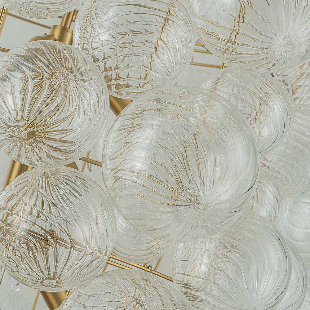 12 - Light Modern Cluster Ribbed Glass Bubbler Chandelier - LightfixturesUAE