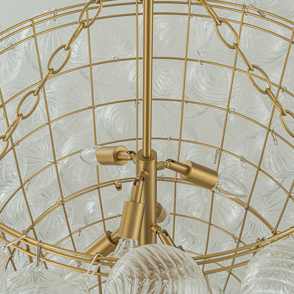 12 - Light Modern Cluster Ribbed Glass Bubbler Chandelier - LightfixturesUAE