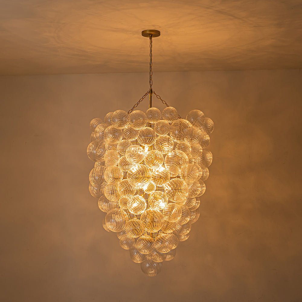 12 - Light Modern Cluster Ribbed Glass Bubbler Chandelier - LightfixturesUAE