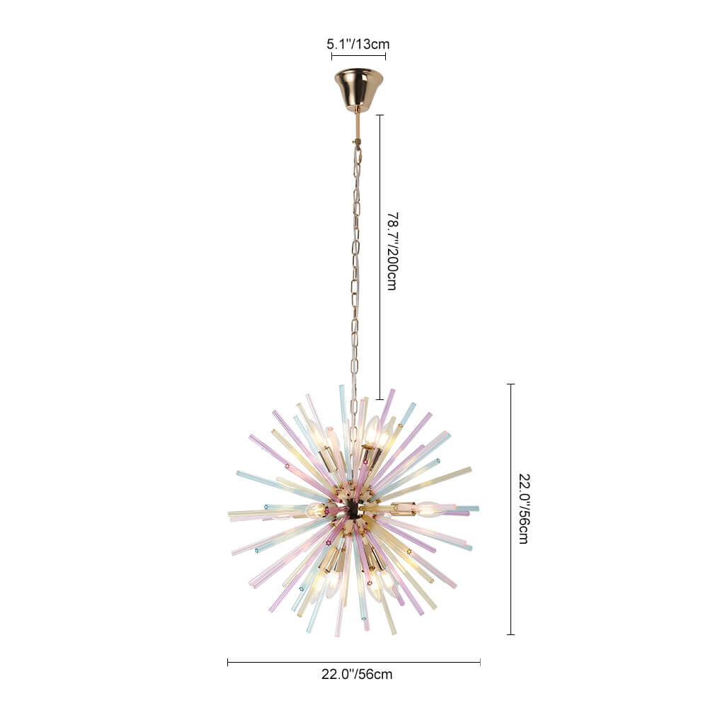 12 - Light Modern Rainbow Color Starburst Sputnik Chandelier - LightfixturesUAE