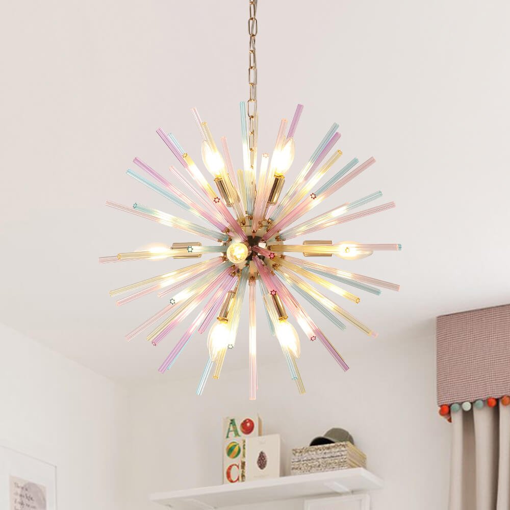 12 - Light Modern Rainbow Color Starburst Sputnik Chandelier - LightfixturesUAE
