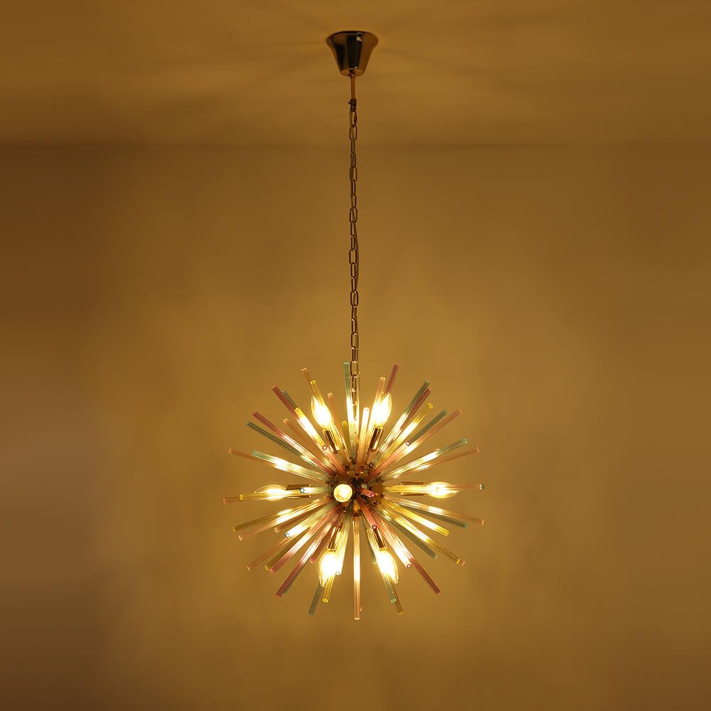 12 - Light Modern Rainbow Color Starburst Sputnik Chandelier - LightfixturesUAE