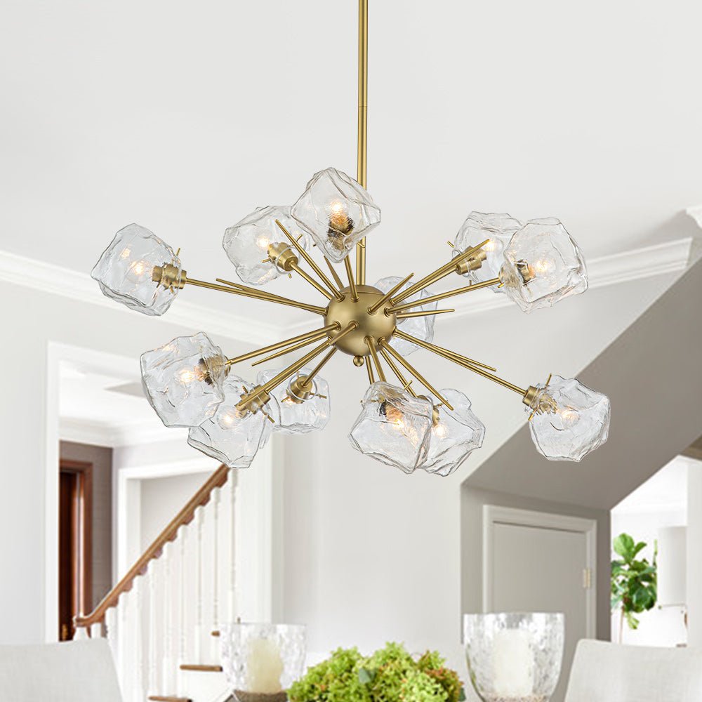 12 - Light Modern Sputnik Ice Glass Chandelier - LightfixturesUAE