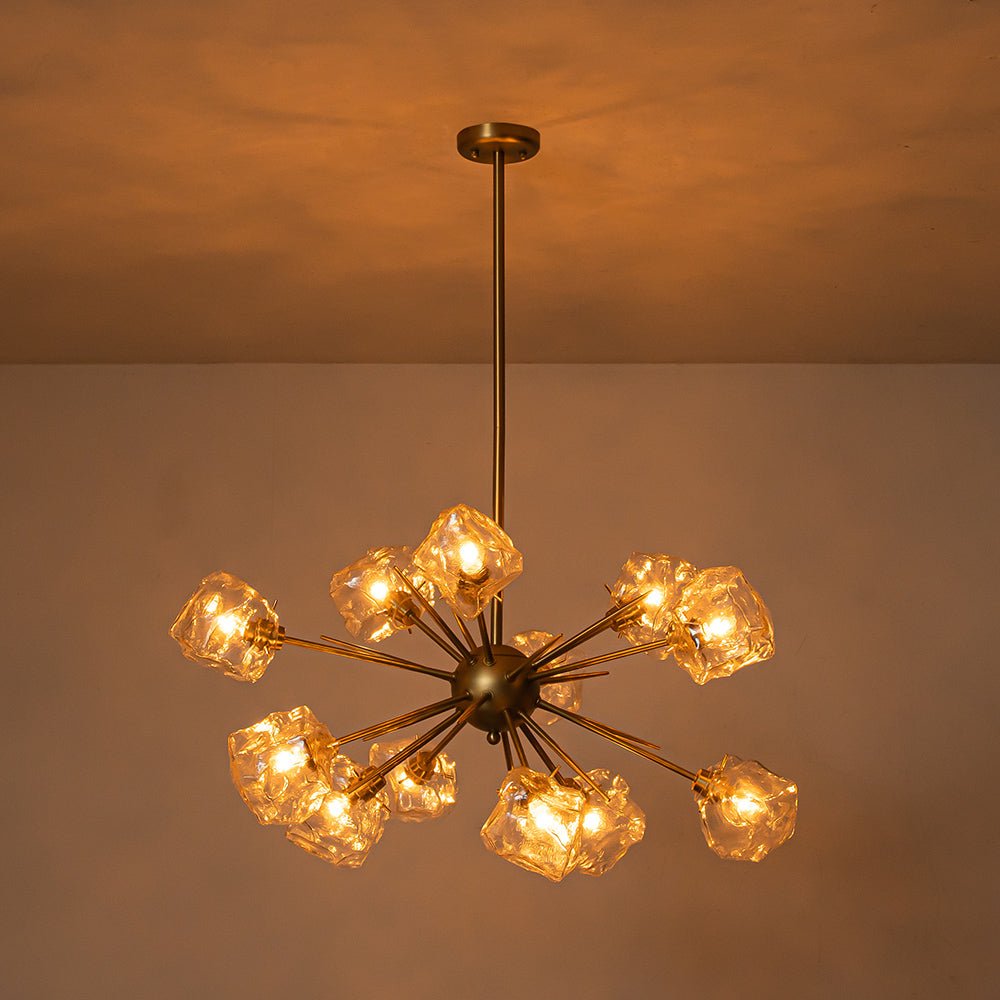 12 - Light Modern Sputnik Ice Glass Chandelier - LightfixturesUAE