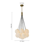 Exuding modern mid-century charm, this chic cluster chandelier effortlessly enhances any interior space with its stylish design. Crafted with a harmonious fusion of metal and opal globes, it creates a captivating visual display while illuminating the room from multiple angles. The opal glass shades, paired with 13 E26/E27 bulbs (bulbs not included), cast a warm and inviting glow throughout, perfect for creating a welcoming ambiance.