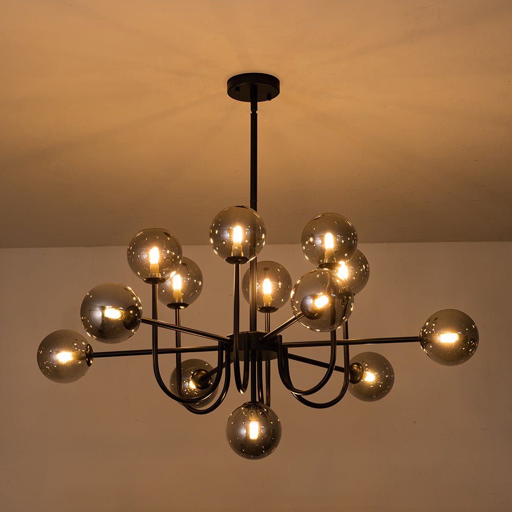 13 - Light Modern Cluster Glass Globe Bubble Chandelier - LightfixturesUAE