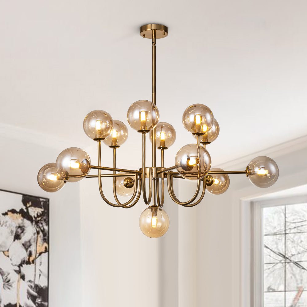 13 - Light Modern Cluster Glass Globe Bubble Chandelier - LightfixturesUAE