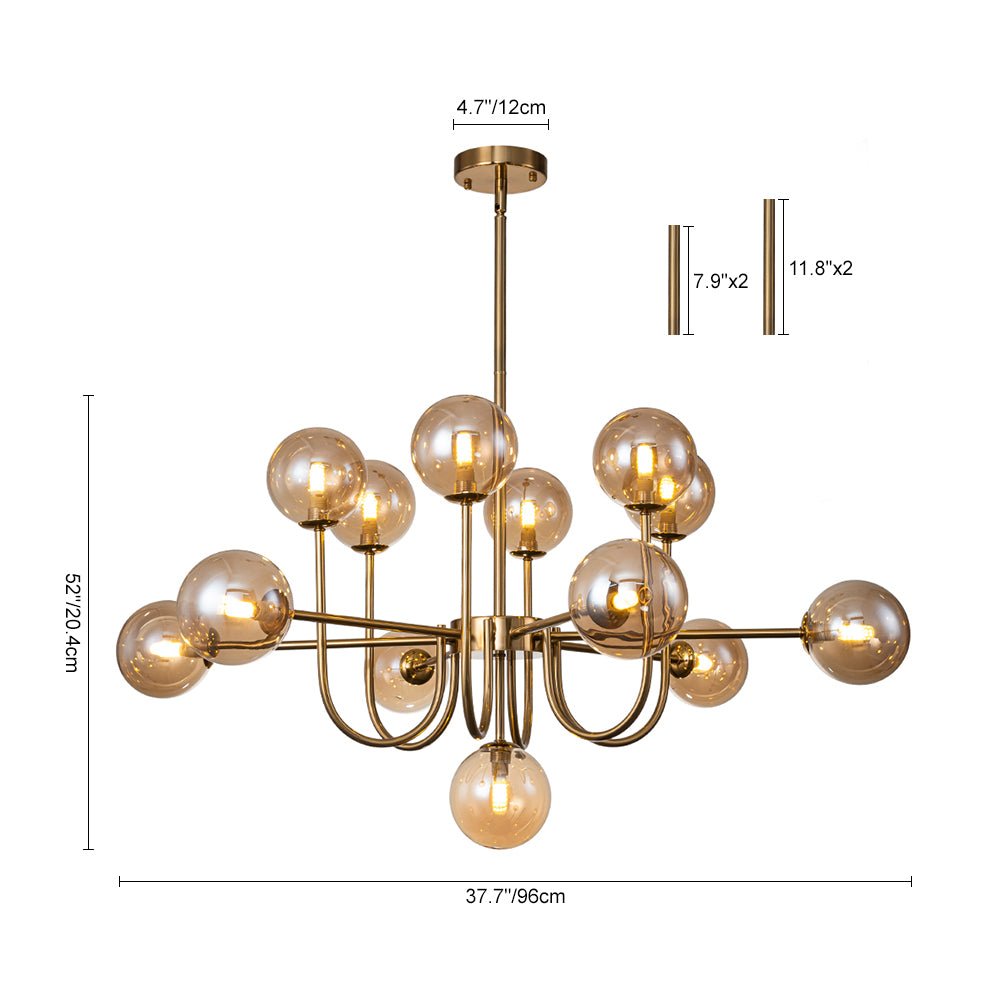 13 - Light Modern Cluster Glass Globe Bubble Chandelier - LightfixturesUAE