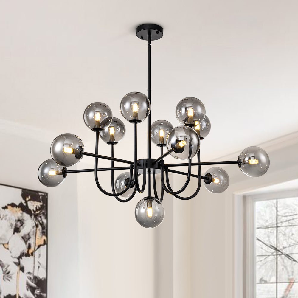 13 - Light Modern Cluster Glass Globe Bubble Chandelier - LightfixturesUAE