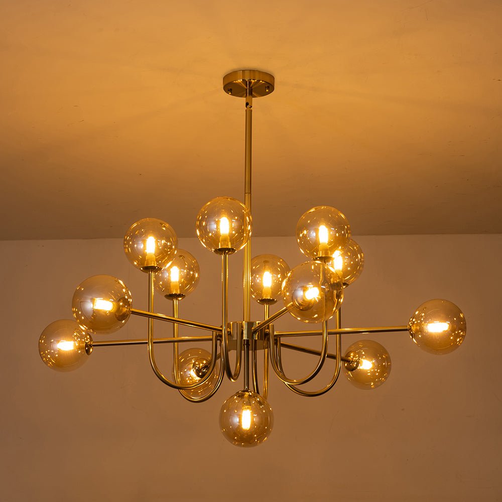 13 - Light Modern Cluster Glass Globe Bubble Chandelier - LightfixturesUAE