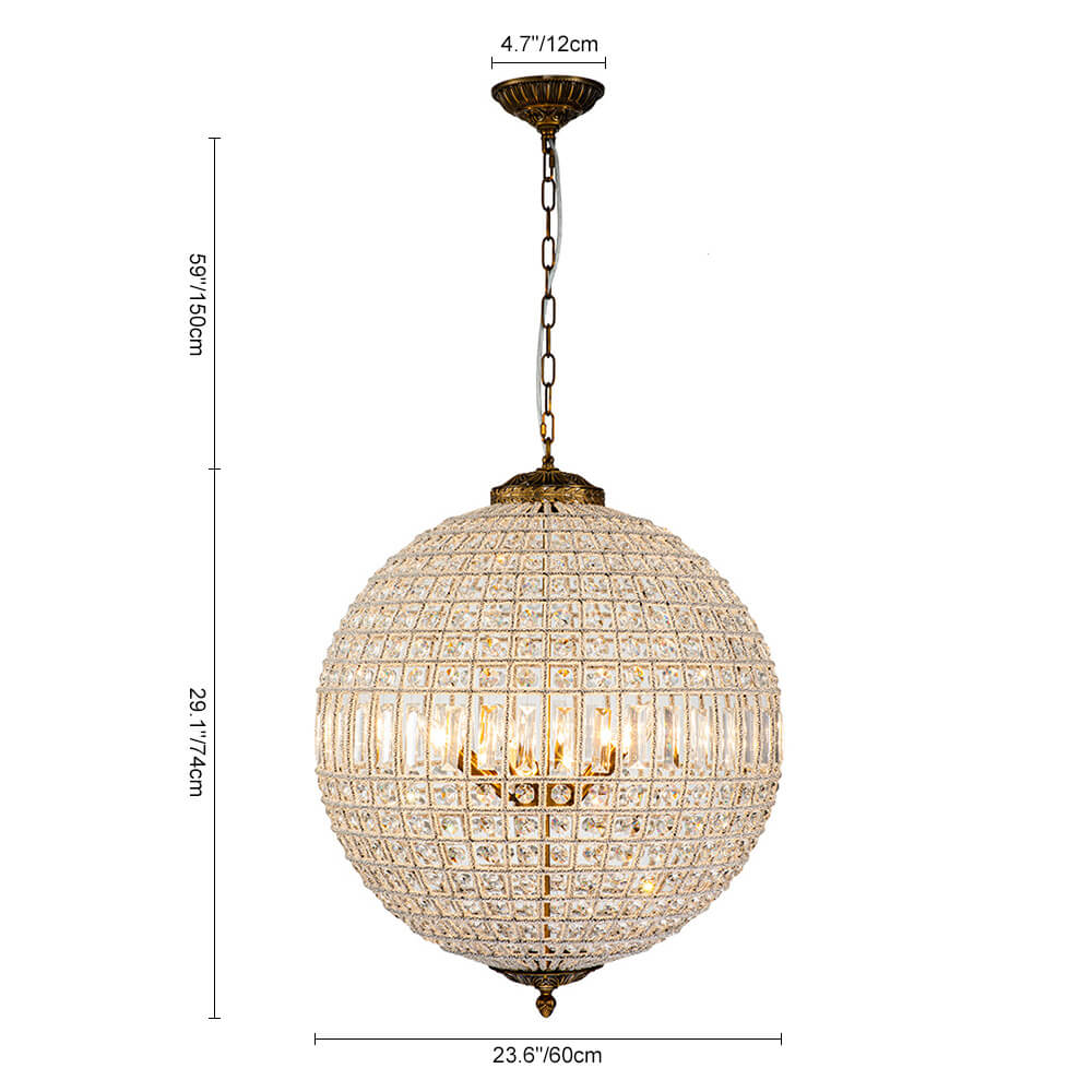 1/3/5 - Light French Glass Crystal Orb Chandelier - LightfixturesUAE
